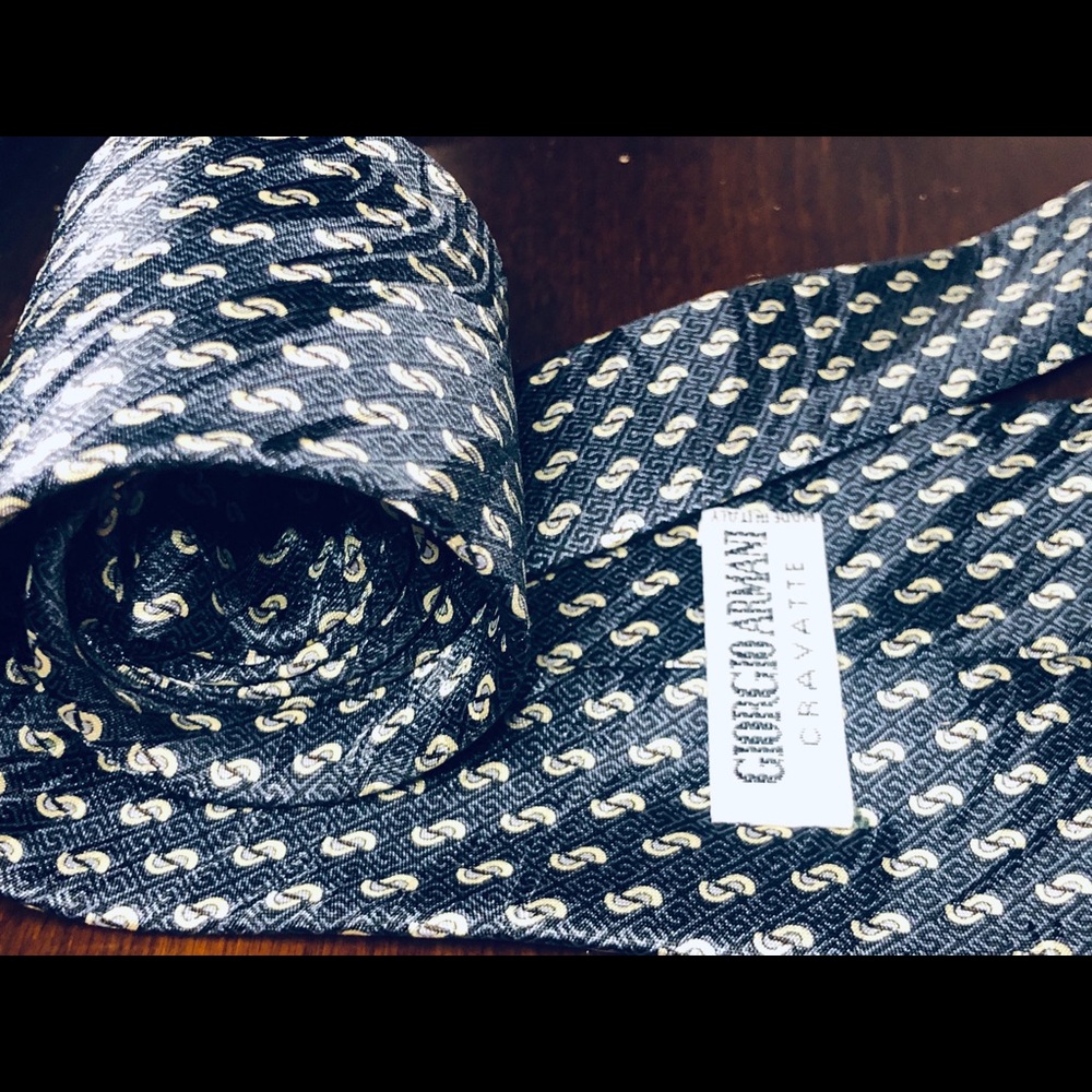 Giorgio Armani tie silk design dark blue-gray